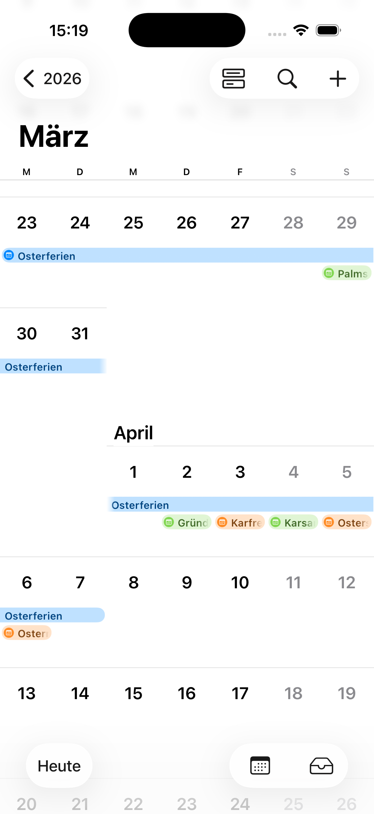 Kalender Monatsansicht